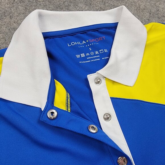 Lohla Sport Shirt Womens Small Blue Lemon White Performance Filippa Polo Top - Picture 5 of 13